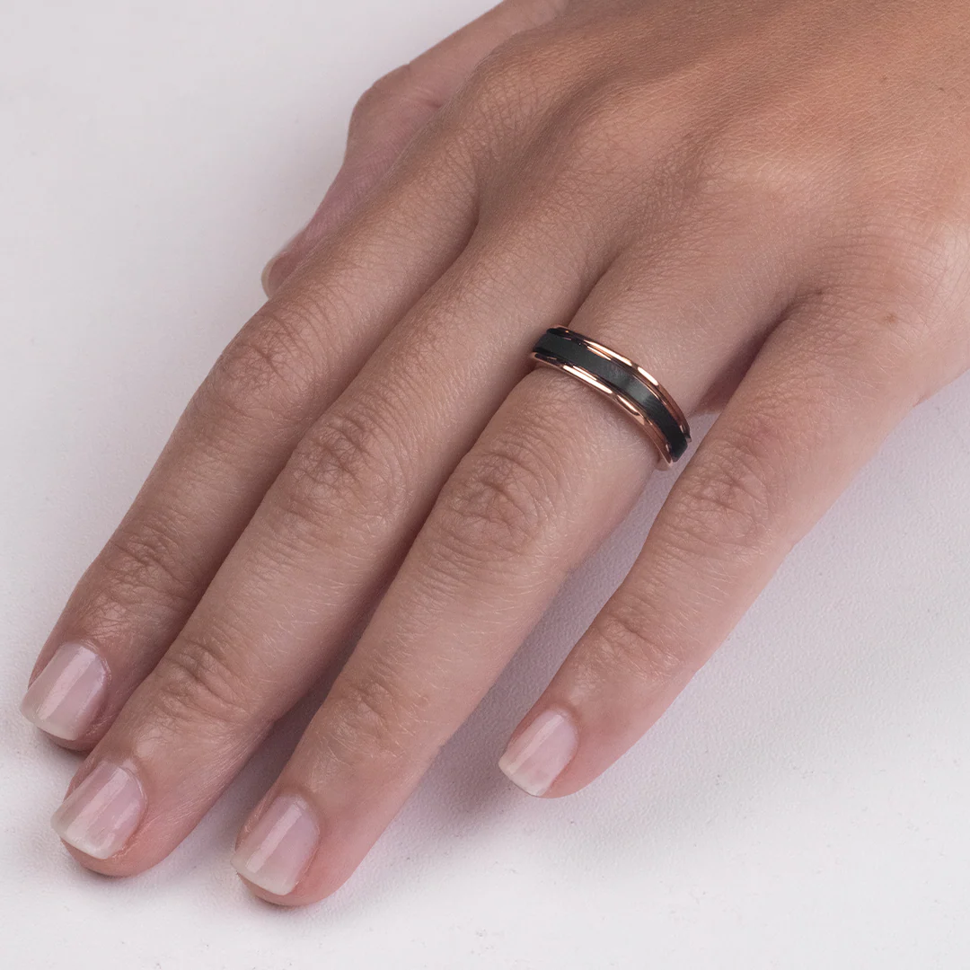 Aliança de Tungstênio Bordeaux Ródio Negro Fosco 5mm - Image 3