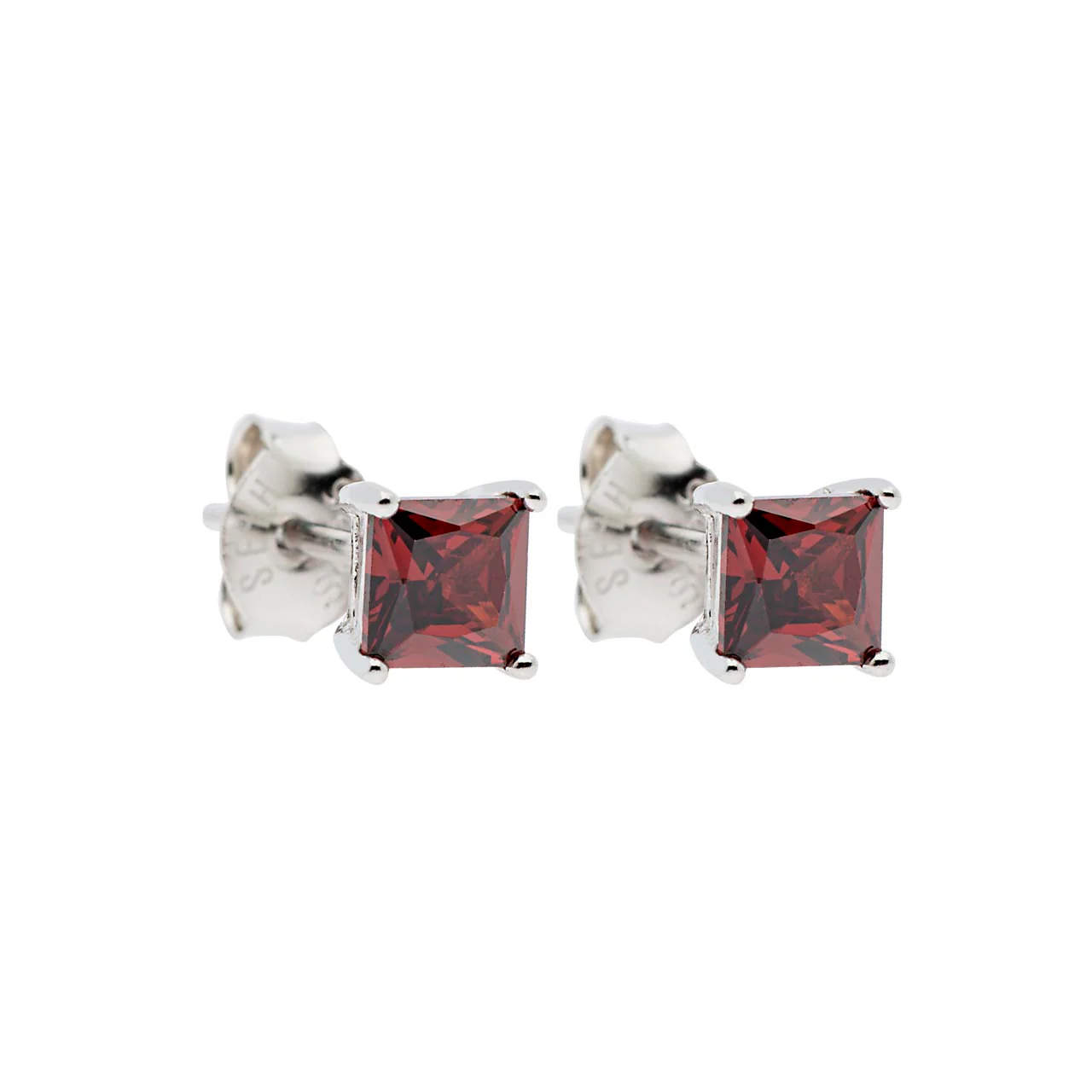 Brinco Prata 925 Ponto de luz Quadrado 4mm